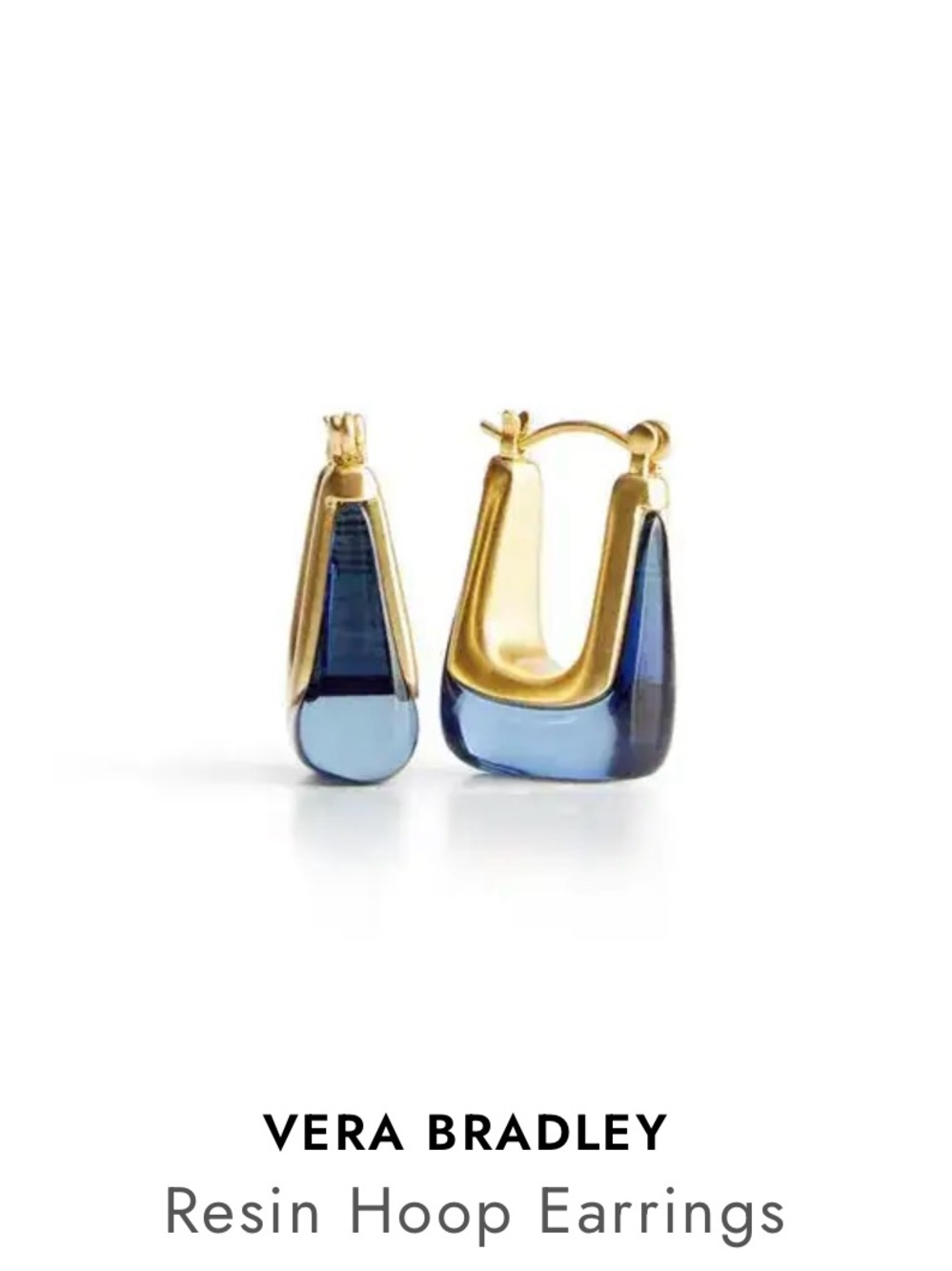 Vera Bradley Blue Resin and Gold Hoop Earrings